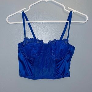 Sexy royal blue lace corset